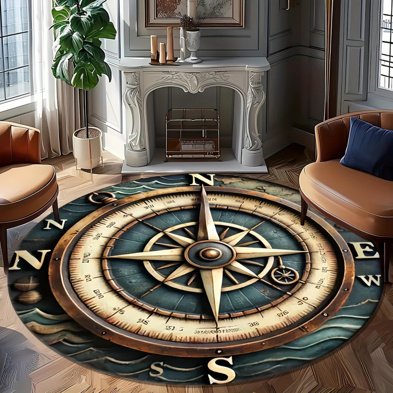 Commercial Printing Products - VIKAMA Vintage Nautical Compass Round Area
