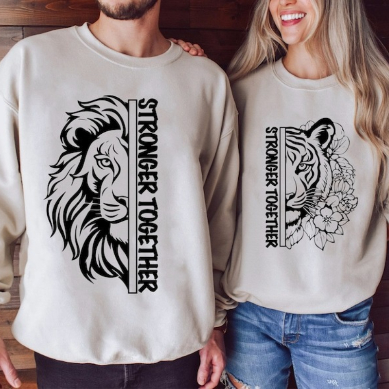Commercial Printing License - Stronger Together Couple Long Sleeve Lion